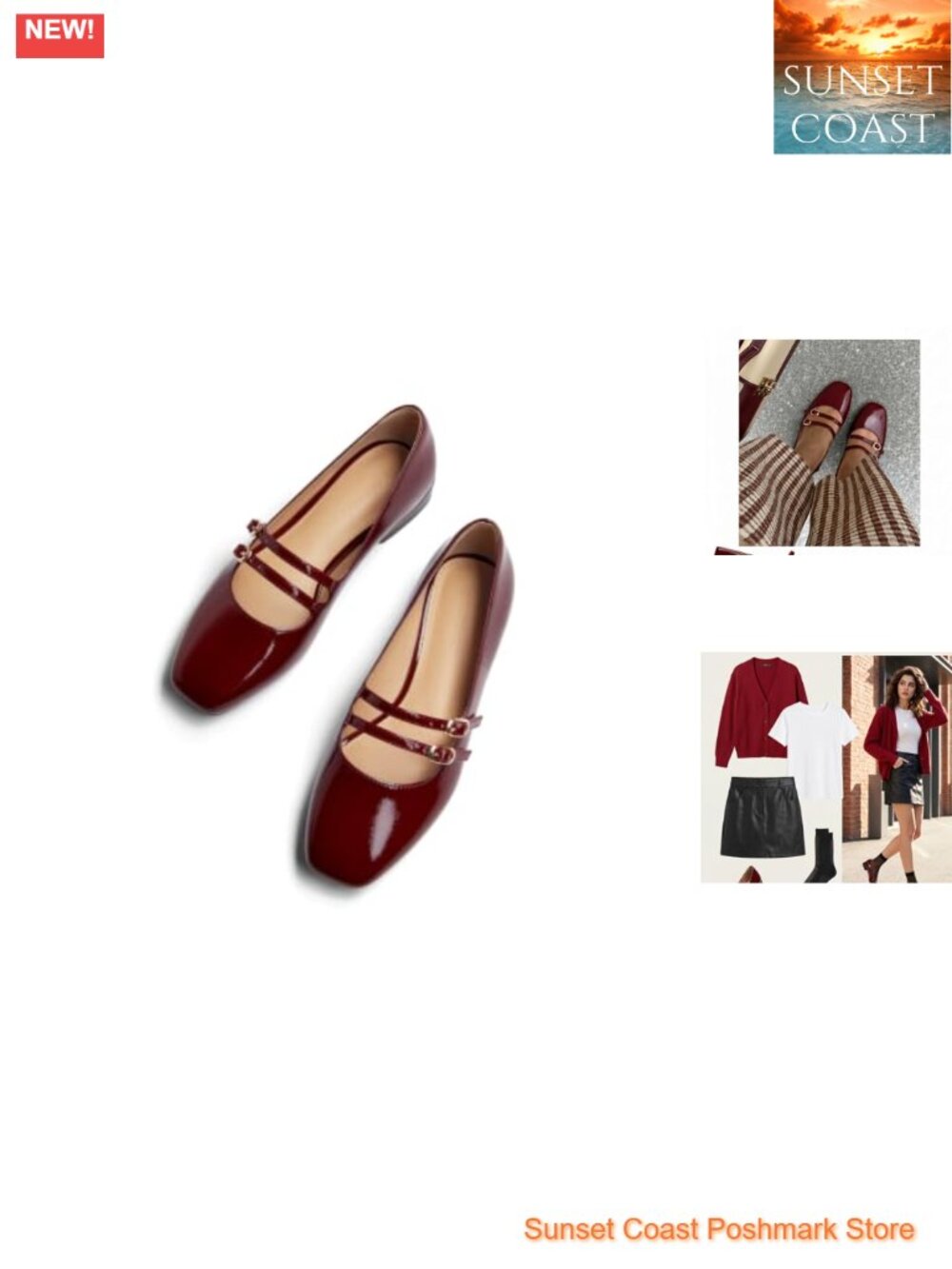 Mary Jane Flats Square Toe Double Strap Slip On Comfort Dressy Work